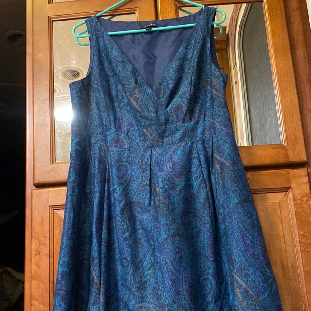 Silk Blend Blue Paisley Size 12 Midi Dress Fairy Grunge Whimsigoth Summer Fall